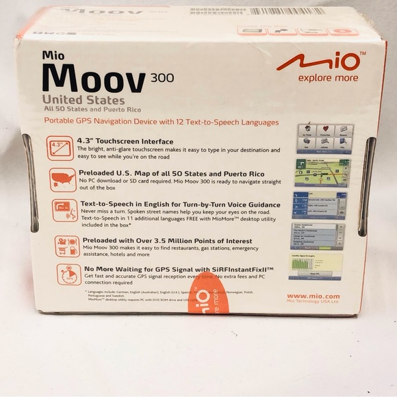 NIB Mio Moov GPS Portable Navigation Device - Picture 2 of 16